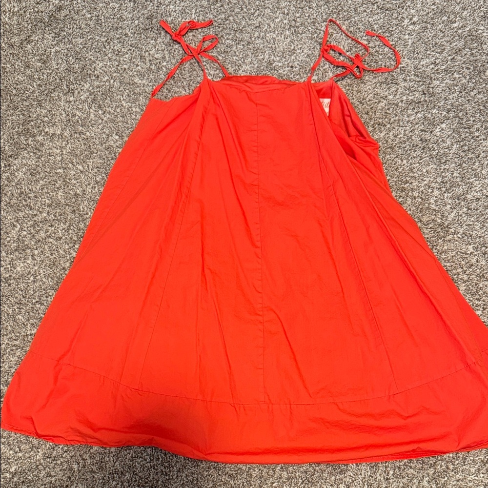 Vibrant Red Flowy Mini Dress with Tie Straps